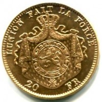 Belgio, Leopoldo II (1865-1909): 20 franchi 1878 (KM#37)
