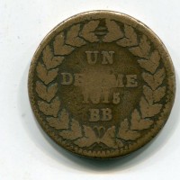 Francia, Luigi XVIII (1815-1824): 1 decime 1815 (Gadoury#196)