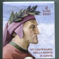 Vaticano 2021: 2 euro commemorativo "VII Centenario della Morte di Dante", in confezione ufficiale
