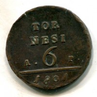 Napoli, Ferdinando IV (1759-1816): 6 tornesi 1801 (Gigante#119)