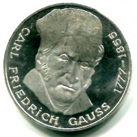 Germania, Rep. Federale (dal 1949): 5 marchi 1977-J "Carl Friedrig Gauss" (KM#145)
