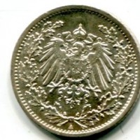 Germania, Guglielmo II (1888-1918): 1/2 marco 1916-A (KM#17), conservazione eccezionale
