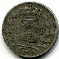 Francia, Carlo X (1824-1830): 5 franchi 1828-B (Gadoury#644)