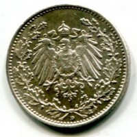 Germania, Guglielmo II (1888-1918): 1/2 marco 1918-D (KM#17), conservazione eccezionale
