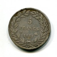 Francia, Luigi Filippo (1830-1848): 5 franchi 1831-B (Gadoury #676a)