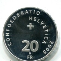 Svizzera, Confederazione: 20 franchi 2005 "Autosalone Geneve"
