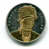 Canada, Elisabetta II (1952-2022): 1 dollaro 2007 "THAYENDANEGA" (KM#653A), macchia