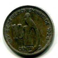 Guatemala: 10 centavos 1924(KM#239.2)
