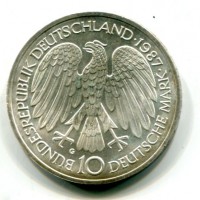 Germania, Rep. Federale (dal 1949): 10 marchi 1987-G "Trattati di Roma"  (KM#167)
