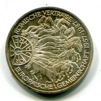 Germania, Rep. Federale (dal 1949): 10 marchi 1987-G "Trattati di Roma"  (KM#167)

