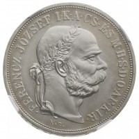 Ungheria, Francesco Giuseppe (1848-1916): 5 Korona 1900 con rosetta prima del nome (KM#488), in slab NGC PF64, sempre più richiesta ed in qualità superlativa