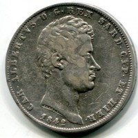 Carlo Alberto (1831-1849): 5 lire 1832-Genova (Gigante#75)

