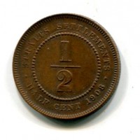 Straits Settlements, Edoardo VII (1901-1910): 1/2 cent. 1908 (KM#18)