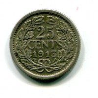Olanda, Guglielmina (1890-1948): 25 cent. 1914 (KM#146)