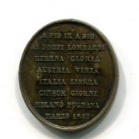 Pio IX (1846-1878): medaglia 1848 "Le Cinque Giornate di Milano" (Johnson#1538), due contromarche