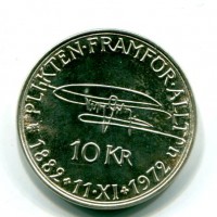 Svezia, Gustaf VI (1950-1973): 10 kronor 1972 " 90° compleanno del re" (KM#847)