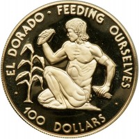 Guyana: 100 dollari 1977 "El Dorado" (KM#47), grammi 5.58/500