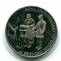 Isole Falkland, Elisabetta II (1952-2022): 50 pence 1992 "40° Anniversario-Regno della Regina Elisabetta II" (KM#34)