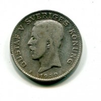 Svezia, Gustaf V (1907-1950): 1 krona 1930 (KM#786.2)
