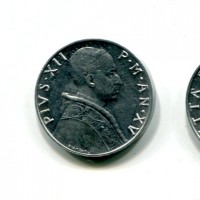 Vaticano, Pio XII (1939-1958): 5 lire 1953-XV (Gigante#160)