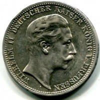 Germania, Prussia, Guglielmo II (1888-1918): 3 marchi 1908-A (KM#527)
