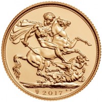 Gran Bretagna, Elisabetta II (1952-2022): sterlina 2017, con il monogramma per i bicentenario della sterlina in oro