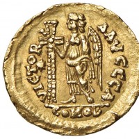 Ostrogoti, Atalarico (530-534 d.C.): solido a nome di Giustiniano I (MEC#122), grammi 4.40