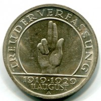 Germania, Repubblica di Weimar (1919-1933): 5 marchi 1929-A "HINDENBURG" (KM#64)