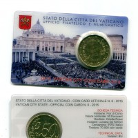 Vaticano 2015: 50 centesimi nella coincard originale zecca