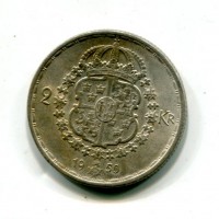 Svezia, Gustaf VI (1950-1973): 2 kronor 1950 (KM#815)
