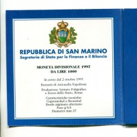 San Marino: 1997, 1000 lire in confezione ufficiale dell'ufficio filatelico-numismatico