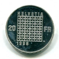 Svizzera, Confederazione: 20 franchi 1998 "150° della Confederazione"
