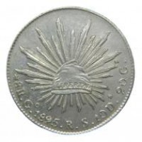 Messico, Repubblica: 8 reales 1895-G°-R.S, zecca (KM#377.8), zecca di Guanajuto, grammi 27.01