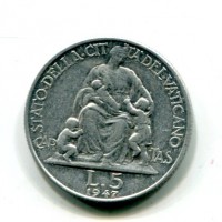 Vaticano, Pio XII (1939-1958): 5 lire 1953-XV (Gigante#160)