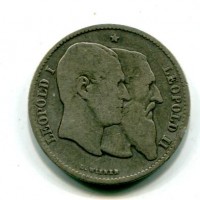 Belgio, Leopoldo II (1865-1909): 2 franchi 1880 (Morin#190)