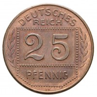 Germania, Guglielmo II (1888-1918): 25 pfennig 1908-D -PROVA- (Schaaf#18/G30; Slg Beckenbauer#--; KM#pn133), grammi 4,00