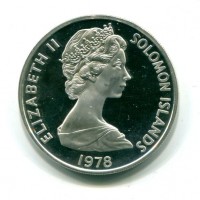 Solomon Islands: 5 dollari 1978 "Conchiglia Fossile" (KM#7)