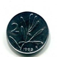 Repubblica Italiana (dal 1946): 2 lire 1985 "Olivo" (Gigante#344), da confezione zecca
