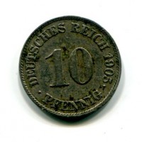 Germania, Guglielmo II (1888-1918): 10 pfennig 1905-J (KM#12)
