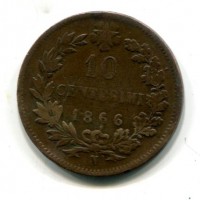 Vittorio Emanuele II (1861-1878): 10 cent. 1866-Na (Gigante#92)
