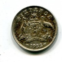 Australia, Elisabetta II (1952-2022): 6 pence 1953 (KM#52)