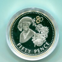 Isole Falkland, Elisabetta II (1952-2022): 50 pence 2006 "80° Compleanno della Regina" (KM#49a)