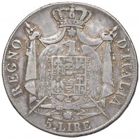 Milano, Napoleone I (1805-1814): 5 lire 1809 (Gigante#100)