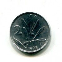 Repubblica Italiana (dal 1946): 2 lire 1993 "Olivo" (Gigante#352)