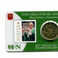 Vaticano 2017: 50 centesimi nella coincard originale zecca