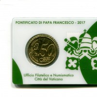 Vaticano 2017: 50 centesimi nella coincard originale zecca