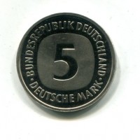 Germania, Rep. Federale (dal 1949): 5 marchi 1975-F (KM#140.1)