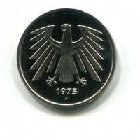 Germania, Rep. Federale (dal 1949): 5 marchi 1975-F (KM#140.1)