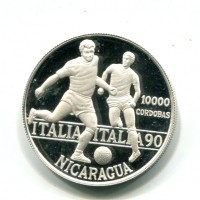 Nicaragua: 10000 cordobas 1990 "Mondiali di calcio Italia '90" (KM#66)