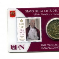 Vaticano 2017: 50 centesimi nella coincard originale zecca
